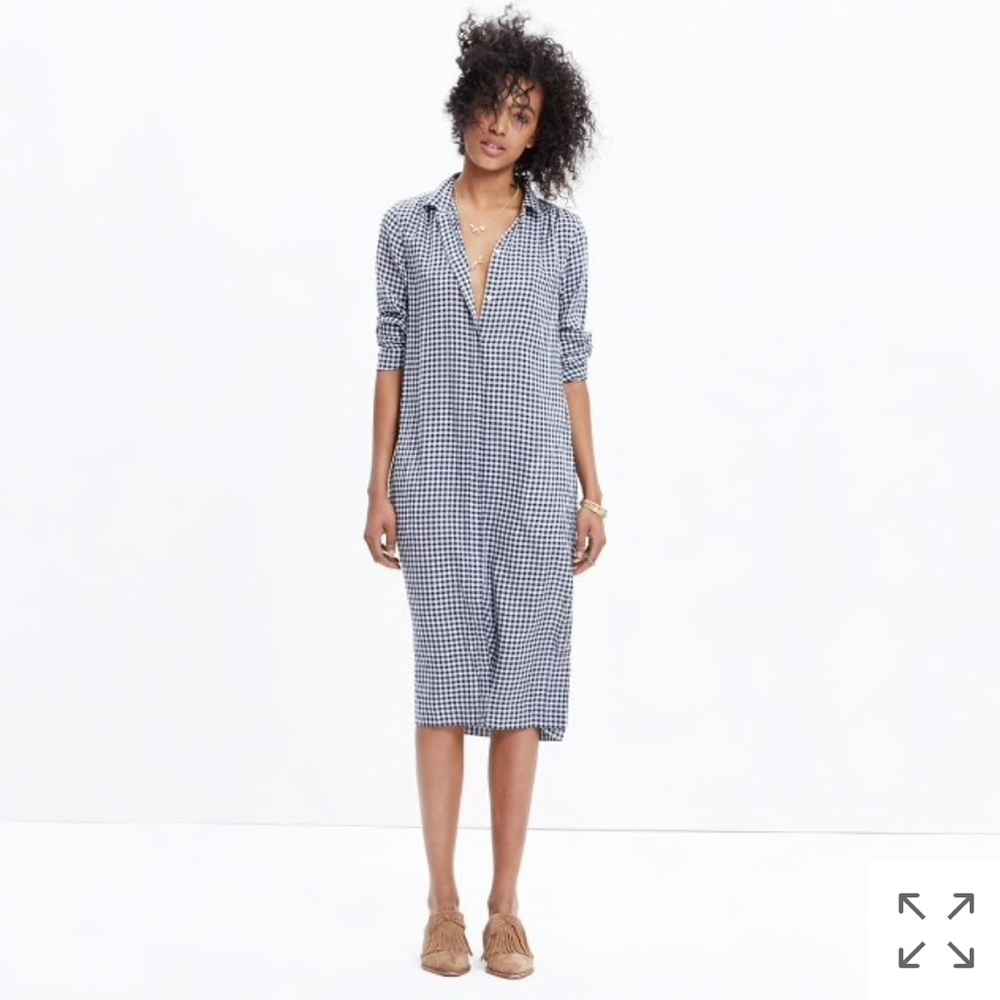 Madewell midi shirtdress in gingham check Medium